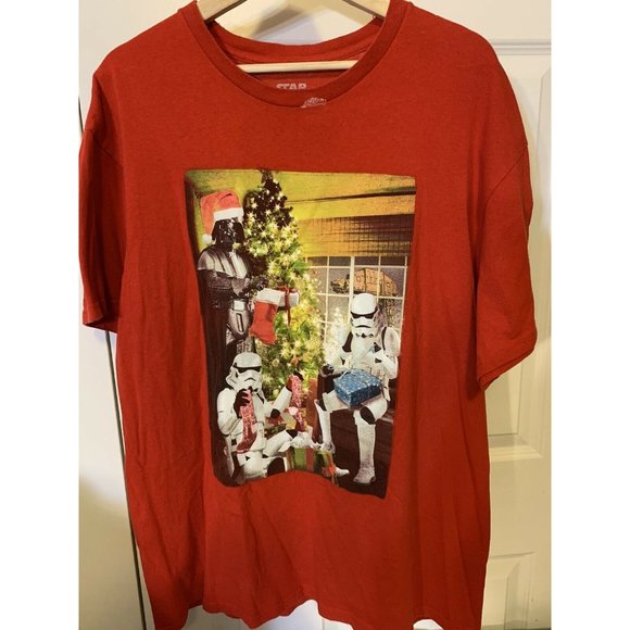 Star Wars Christmas‎ Darth Vader Stormtrooper Presents Men’s Sz XL Red - Picture 3 of 7